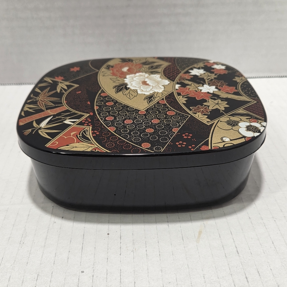Yamanaka Japan Vintage Floral Fan Laquerware Bento Box - Picture 4 of 14